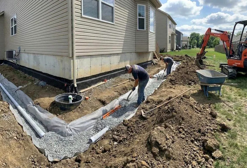 Installation d’un drain le long d’une maison